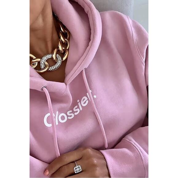 Glossier Original Pink Logo Hoodie Size Small Gently Used - Picture 2 of 7